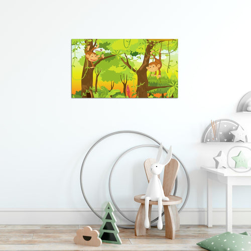 Runa Art Bild Kinderzimmer Wald Modern Wandbilder Babyzimmer Spielzimmer 1 Teilig - Made In Germany - Waldtiere Grün Flur 001815c