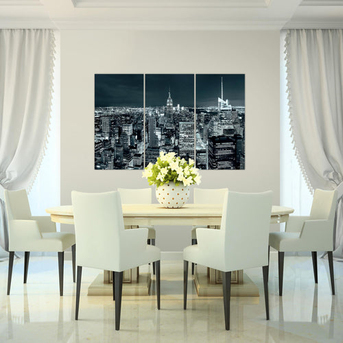 Runa Art Wandbilder New York Skyline Bild XXL Wohnzimmer Büro Violett Lila Städte 120 x 80 cm 3 Teilig 036231a