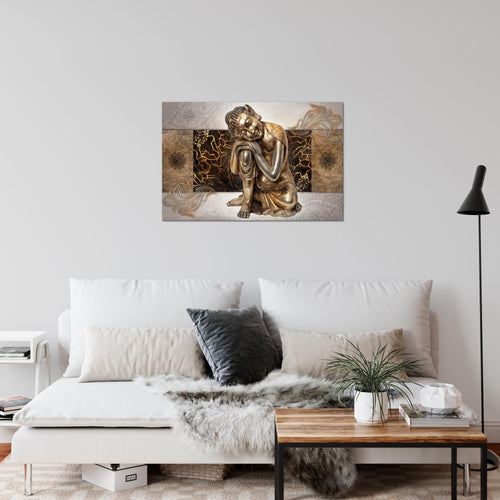 Runa Art Bild Buddha Zen Modern Wandbilder Wohnzimmer Schlafzimmer 1 Teilig - Made In Germany - Feng Shui Gold Flur 041315a