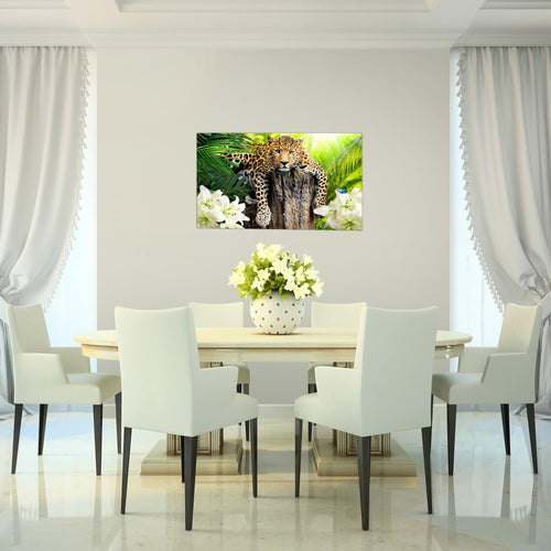 Runa Art Bild Afrika Leopard Modern Wandbilder Wohnzimmer Schlafzimmer 1 Teilig - Made In Germany - Natur Savanne Grün Flur 006715a