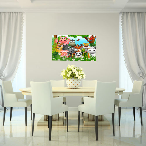 Runa Art Wandbilder Kinderzimmer Waldtiere Bild XXL Babyzimmer Spielzimmer Grün Blau Baby 120 x 80 cm 3 Teilig 014631a