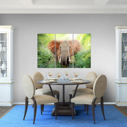 Runa Art Wandbilder Elefant Abstrakt Bild XXL Wohnzimmer Schlafzimmer Grün Natur 120 x 80 cm 3 Teilig 037531b