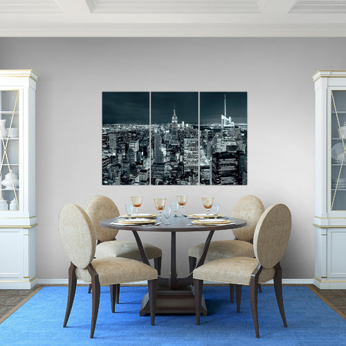 Runa Art Wandbilder New York Skyline Bild XXL Wohnzimmer Büro Türkis Blau USA 120 x 80 cm 3 Teilig 036231b