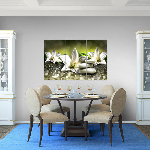 Runa Art Bild Blumen Lilien Modern Wandbilder Wohnzimmer 1 Teilig - Made In Germany - Abstrakt Beige Braun Flur 035815a