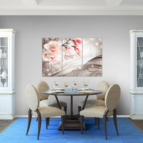 Runa Art Bild Blumen Abstrakt Modern Wandbilder Wohnzimmer 1 Teilig - Made In Germany - Diamant Grau Türkis Flur 035315c