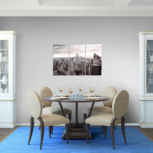 Runa Art Wandbilder New York Bild XXL Wohnzimmer Büro Schwarz Weiss Skyline 120 x 80 cm 3 Teilig 010231c