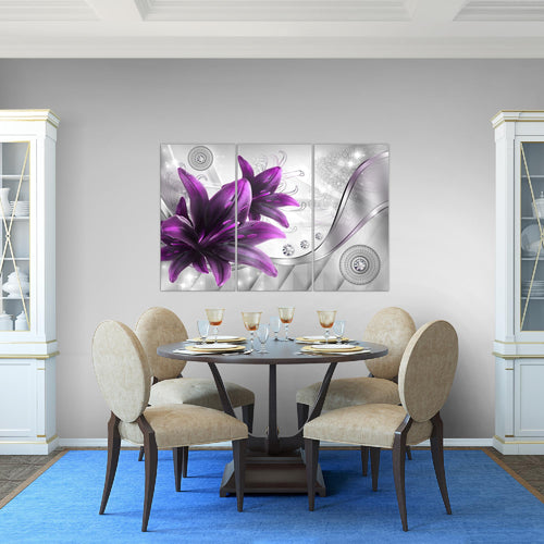 Runa Art Wandbilder Blumen Lilien Bild XXL Wohnzimmer Schlafzimmer Grau Blau Abstrakt 120 x 80 cm 3 Teilig 036831c