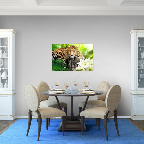 Runa Art Bild Afrika Leopard Modern Wandbilder Wohnzimmer Schlafzimmer 1 Teilig - Made In Germany - Natur Savanne Grün Flur 006715a