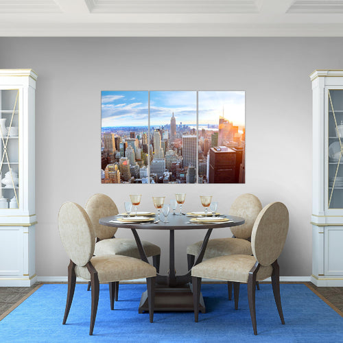 Runa Art Bild New York Skyline Modern Wandbilder Wohnzimmer Büro 1 Teilig - Made In Germany - USA Grau Rosa Flur 010215b