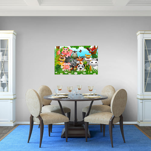 Runa Art Wandbilder Kinderzimmer Waldtiere Bild XXL Babyzimmer Spielzimmer Grün Blau Baby 120 x 80 cm 3 Teilig 014631a