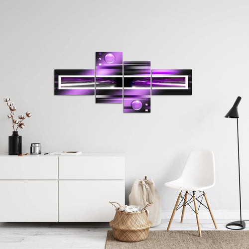 Runa Art Wandbilder Set XXL Abstrakt Wohnzimmer Schlafzimmer Violett Lila Schwarz 4 Teilig - Made in Germany - 101945c