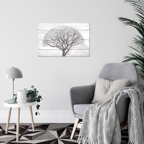 Runa Art Bild Abstrakt Baum Modern Wandbilder Wohnzimmer Schlafzimmer 1 Teilig - Made In Germany - Holz Schwarz Weiss Flur 108915b