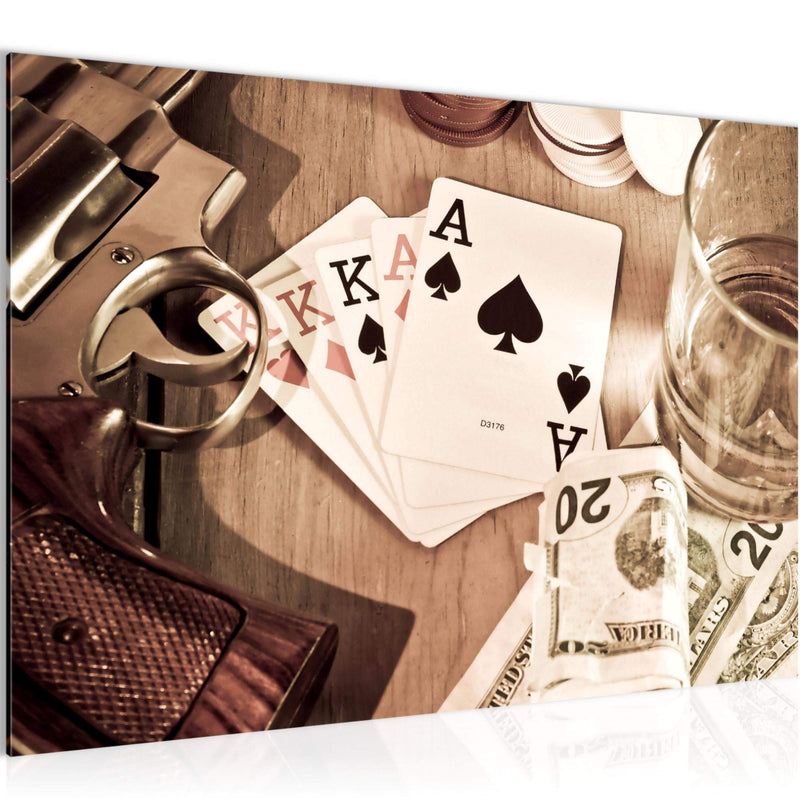 Runa Art Bild Poker Whisky Modern Wandbilder Wohnzimmer Schlafzimmer 1 Teilig - Made In Germany - Abstrakt Beige Braun Flur 103515a