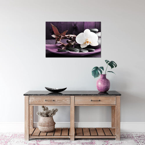 Runa Art Bild Feng Shui Orchidee Modern Wandbilder Wohnzimmer Schlafzimmer 1 Teilig - Made In Germany - Relax Lila Violett Flur 502315b