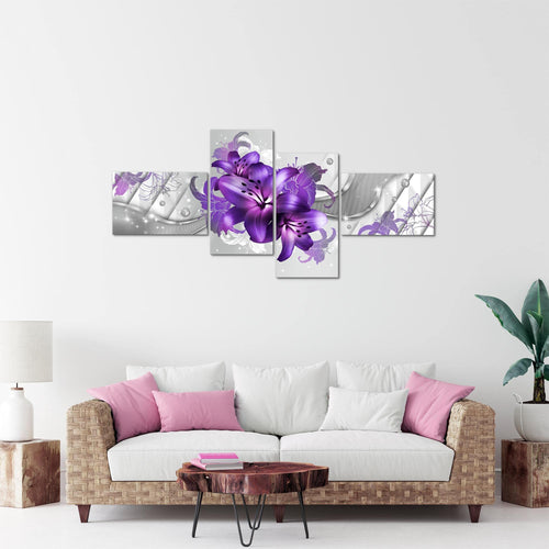 Runa Art Wandbilder Set XXL Blumen LilienWohnzimmer Schlafzimmer Rot 4 Teilig - Made in Germany - 017345b