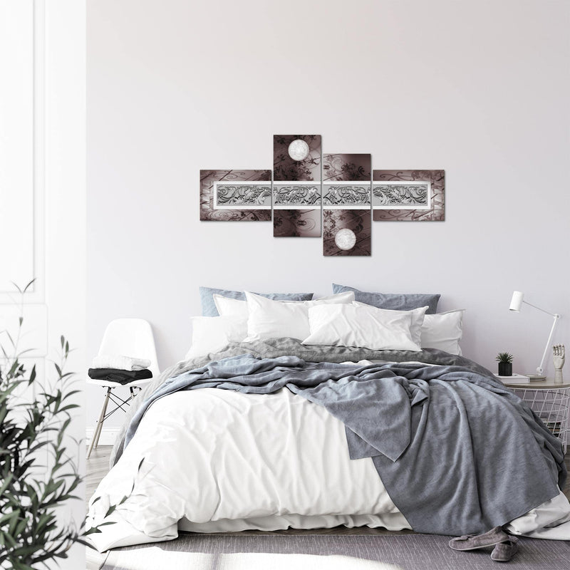 Runa Art Wandbilder Set XXL Abstrakt Wohnzimmer Schlafzimmer Grau Rosa 4 Teilig - Made in Germany - 102345c