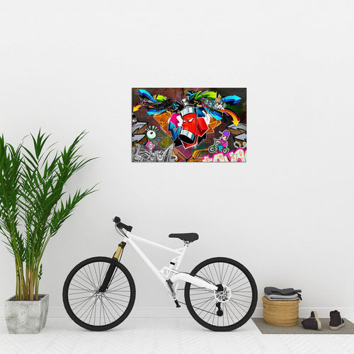 Runa Art Bild Graffiti Modern Wandbilder Loft Wohnzimmer 1 Teilig - Made In Germany - Street Art Bunt Flur 401815a