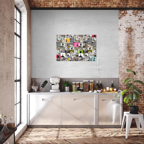 Runa Art Bild Collage Banksy Modern Wandbilder Loft Wohnzimmer 1 Teilig - Made In Germany - Street Art Bunt Flur 302715a