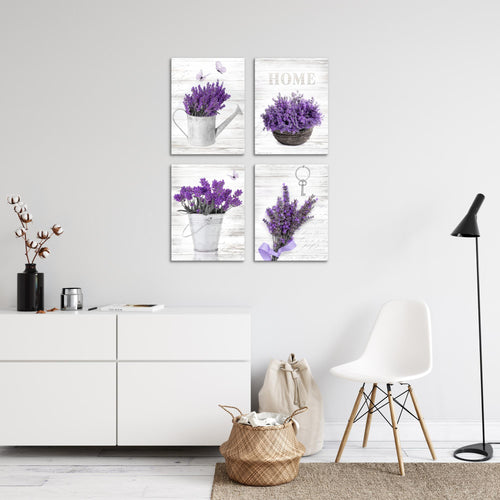 Novart Bilder Home Provence - Fertig Zum Aufhängen - Kein Extra Rahmen benötigt - Wandbilder Set Wohnzimmer Schlafzimmer - N002947a