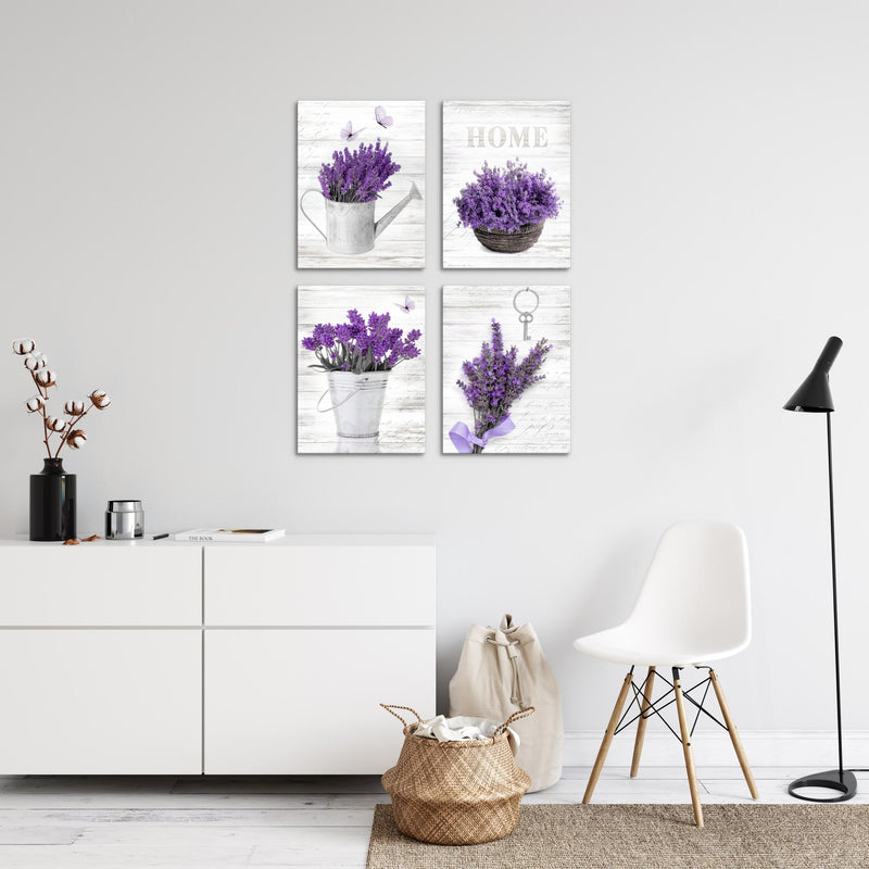 Novart Bilder Home Provence - Fertig Zum Aufhängen - Kein Extra Rahmen benötigt - Wandbilder Set Wohnzimmer Schlafzimmer - N002947a