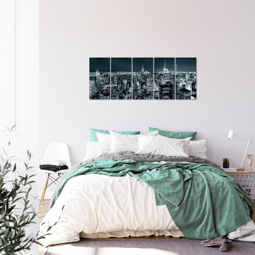 Runa Art Bild New York Skyline Wandbilder auf Vlies Leinwand 5 Teilig Wanddekoration Wohnzimmer Büro 036256b