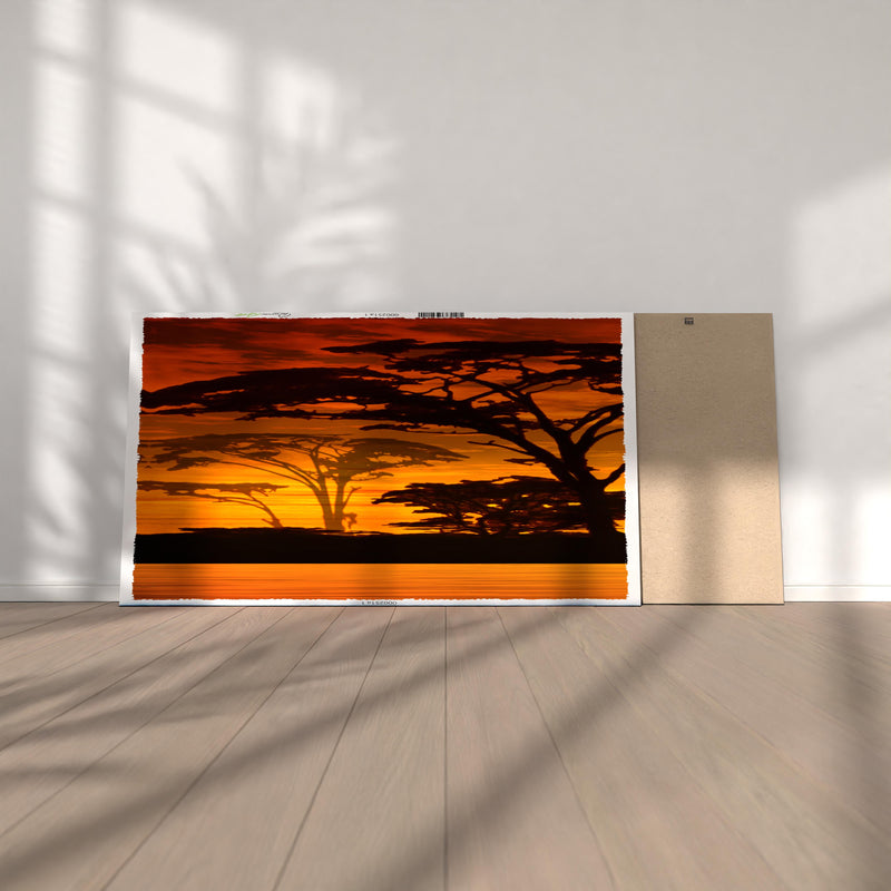 Runa Art - Bilder Afrika 200 x 100 cm 5 Teilig XXL Wanddekoration Design Sonnenuntergang Orange 000251a