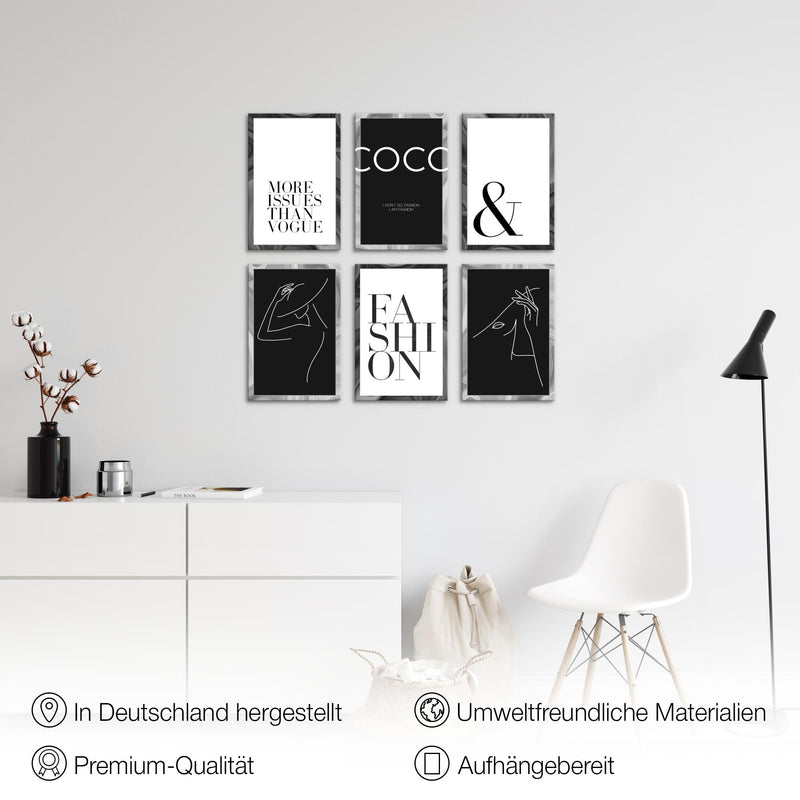 Novart Wandbilder Set Coco - KOMPLETT AUFHÄNGFERTIG - Made in Germany - Moderne Bilder  Wohnzimmer Mädchen Teenager - N002364a