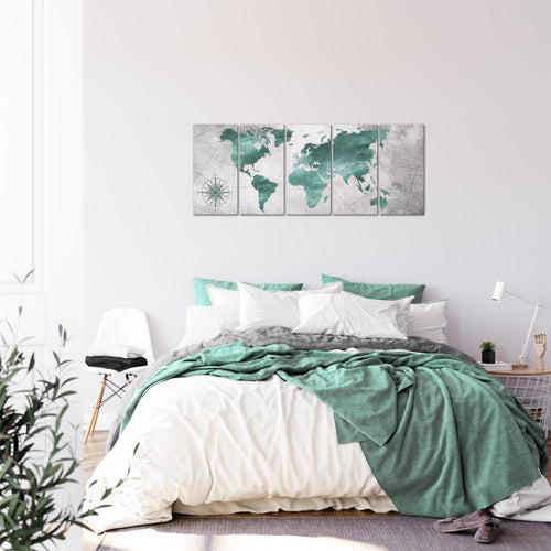 Runa Art Bild Weltkarte Wandbilder auf Vlies Leinwand 5 Teilig Wanddekoration Büro Wohnzimmer 026056c