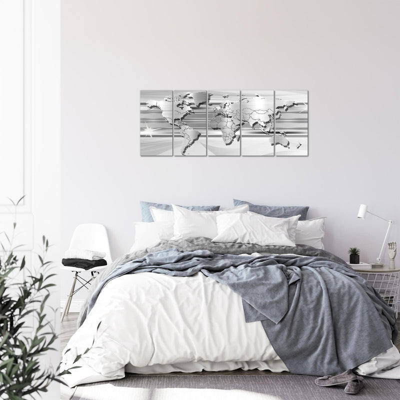 Runa Art Bild Weltkarte Wandbilder auf Vlies Leinwand 5 Teilig Wanddekoration Büro Wohnzimmer 107956c