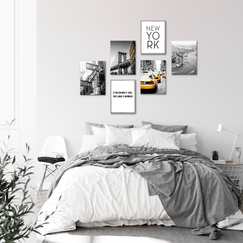Novart Wandbilder - KEIN EXTRA RAHMEN BENÖTIGT - Wohnzimmer Schlafzimmer - Bilder Modern New York City Taxi - Gelb Grau - N006365a