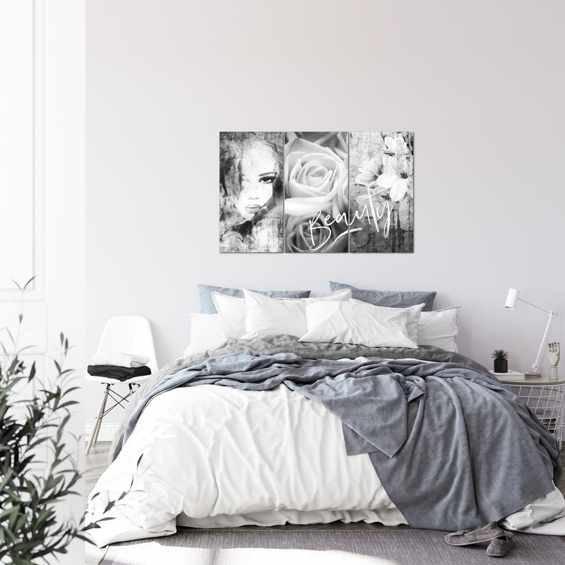 Runa Art Wandbilder Blumen Vintage Bild XXL Wohnzimmer Schlafzimmer Bunt Frau 120 x 80 cm 3 Teilig 039331c