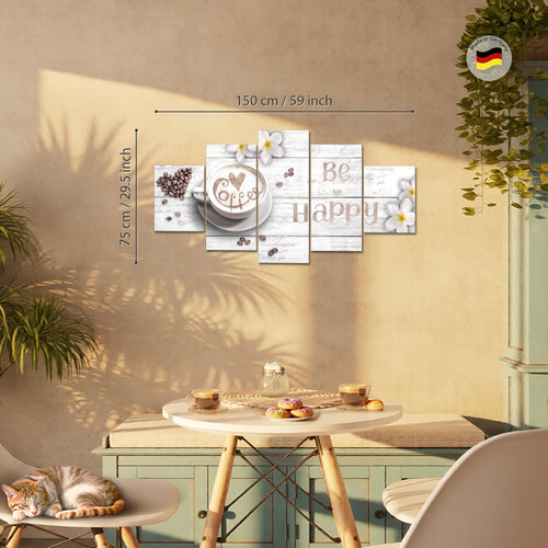Runa Art Bild Wohnzimmer Schlafzimmer Büro Love 5 Teilig Kaffee Herzen Wandbilder auf Vlies Leinwand 020653c