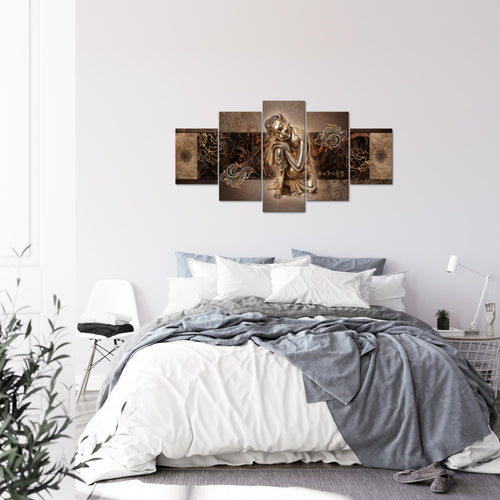 Runa Art Bild Wohnzimmer Schlafzimmer Buddha Zen 5 Teilig Feng Shui Braun Wandbilder auf Vlies Leinwand 041353b