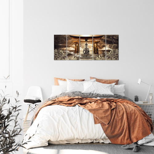 Runa Art Bild Feng Shui Buddha Wandbilder auf Vlies Leinwand 5 Teilig Wanddekoration Wohnzimmer Schlafzimmer 036456b