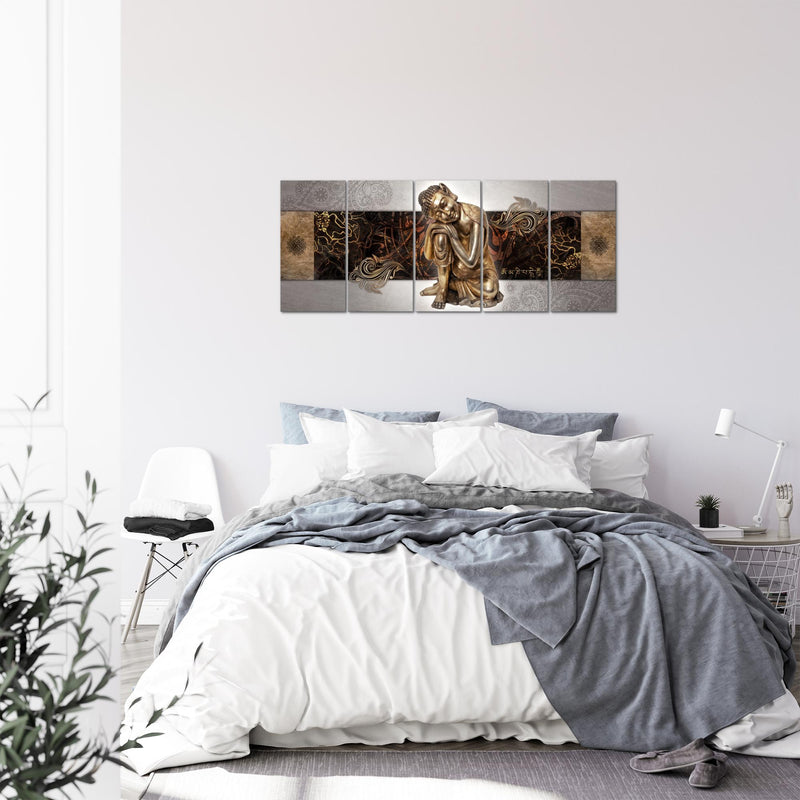 Runa Art Bild Buddha Zen Wandbilder auf Vlies Leinwand 5 Teilig Wanddekoration Wohnzimmer Schlafzimmer 041356c