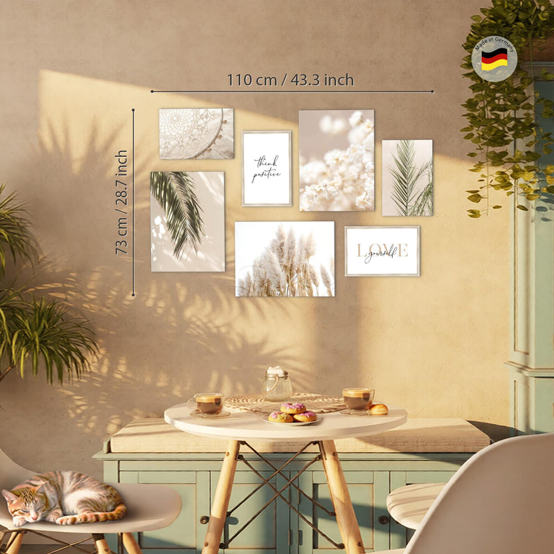 Novart Wandbilder Blumen Pflanzen - KOMPLETT AUFHÄNGFERTIG - Natur Wohnzimmer Schlafzimmer Büro - 7 Moderne Mood - Bilder - N005871a