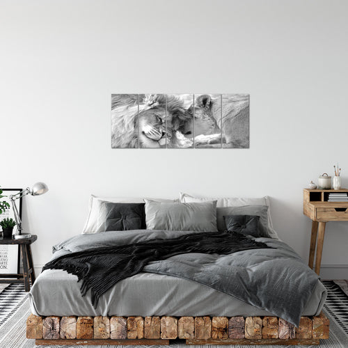 Runa Art Bild Löwen Liebe Wandbilder auf Vlies Leinwand 5 Teilig Wanddekoration Wohnzimmer Schlafzimmer 002156c