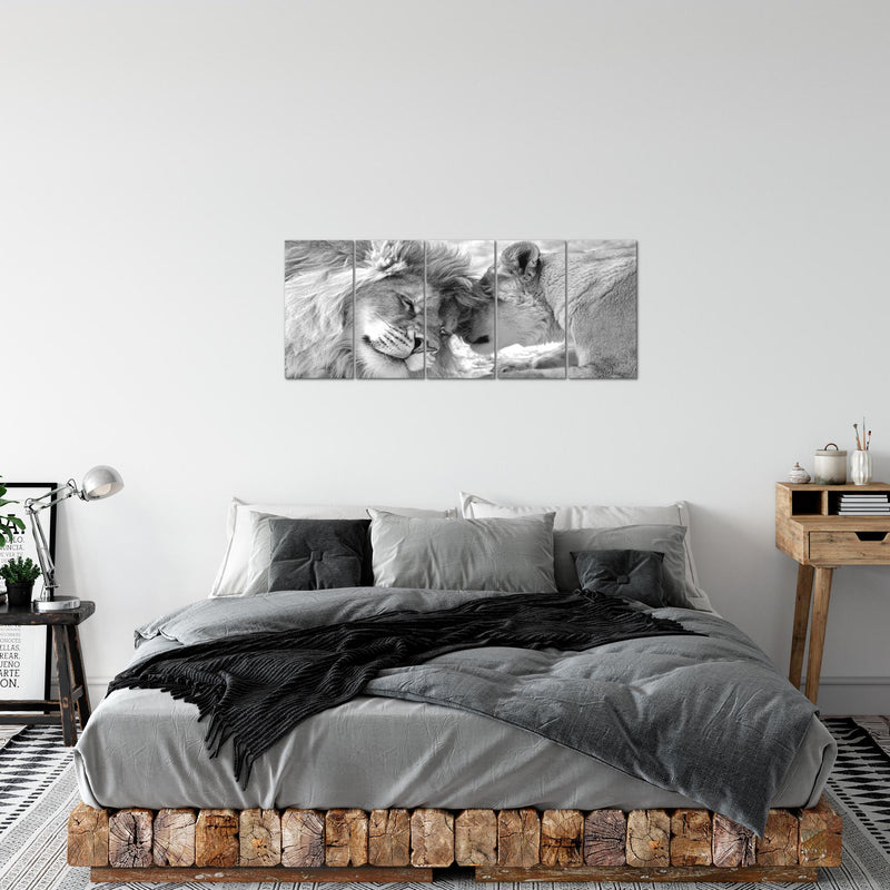 Runa Art Bild Löwen Liebe Wandbilder auf Vlies Leinwand 5 Teilig Wanddekoration Wohnzimmer Schlafzimmer 002156c