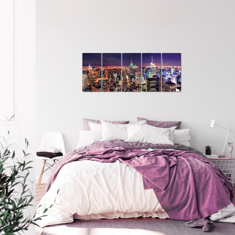 Runa Art Bild New York Skyline Wandbilder auf Vlies Leinwand 5 Teilig Wanddekoration Wohnzimmer Büro 036256a