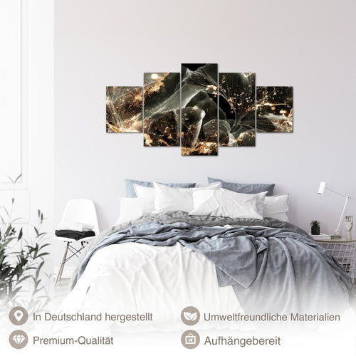 Runa Art - Bilder Abstrakt 200 x 100 cm 5 Teilig XXL Wanddekoration Design Natur Schwarz 059251a