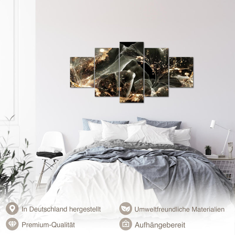 Runa Art - Bilder Abstrakt 200 x 100 cm 5 Teilig XXL Wanddekoration Design Natur Schwarz 059251a