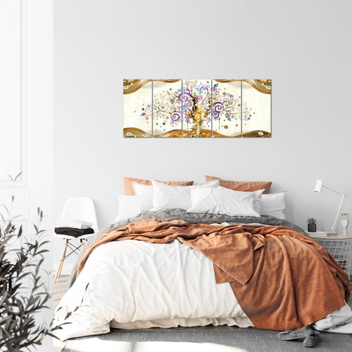 Runa Art Bild Gustav Klimt Baum des Lebens Wandbilder auf Vlies Leinwand 5 Teilig Wanddekoration Wohnzimmer 003056a