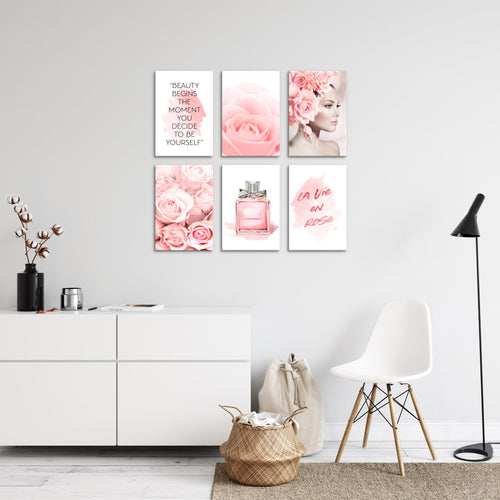 Novart Wandbilder Set Fashion - KOMPLETT AUFHÄNGFERTIG - Made in Germany - Moderne Bilder  Wohnzimmer Mädchen Teenager - N008564a
