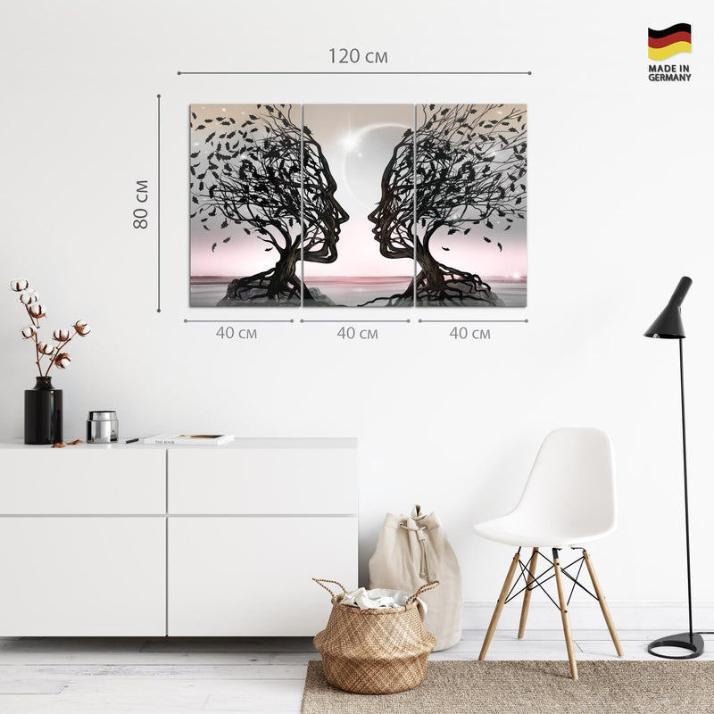 Runa Art Wandbilder Abstrakt Bild XXL Wohnzimmer Schlafzimmer Büro Gesichter Schwarz 120 x 80 cm 3 Teilig 044831b