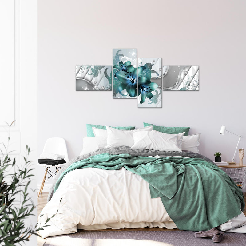 Runa Art Bild XXL 4 Teilig Blumen Lilien 200 x 100 cm Kunstdruck auf Vlies Leinwand Wanddeko Wohnzimmer Schlafzimmer 016541a