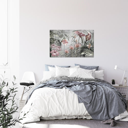 Runa Art Wandbilder Blumen Bild XXL Wohnzimmer Schlafzimmer Grau Vintage Natur 120 x 80 cm 3 Teilig 043331c