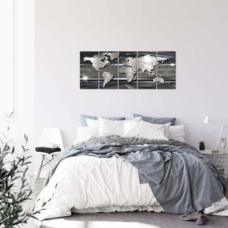 Runa Art Bild Weltkarte Wandbilder auf Vlies Leinwand 5 Teilig Wanddekoration Büro Wohnzimmer 107956a