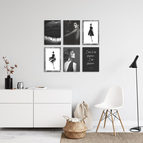 Novart Wandbilder Set Fashion - KOMPLETT AUFHÄNGFERTIG - Made in Germany - Moderne Bilder  Wohnzimmer Mädchen Teenager - N000864a