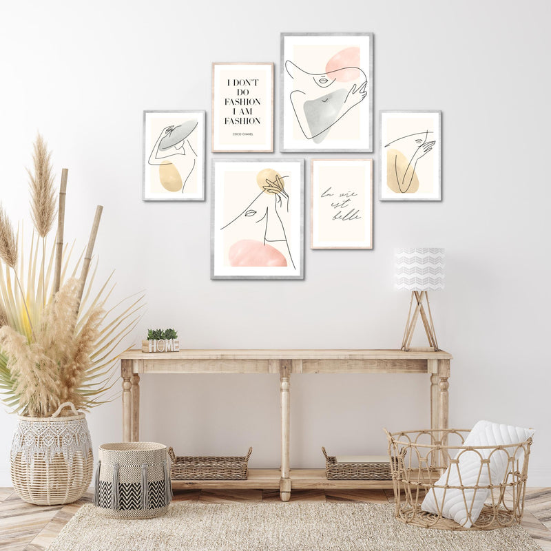 Novart Wandbilder Set Fashion mit Spruch - KEIN EXTRA RAHMEN BENÖTIGT -  Modern Deko  - Wohnzimmer Mädchen Teenager N022063a