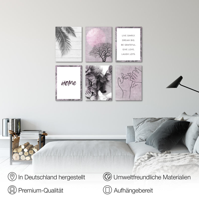 Novart Wandbilder - KEIN EXTRA RAHMEN BENÖTIGT - Wohnzimmer Schlafzimmer - Bilder Modern Löwen Liebe - Natur - N018565b